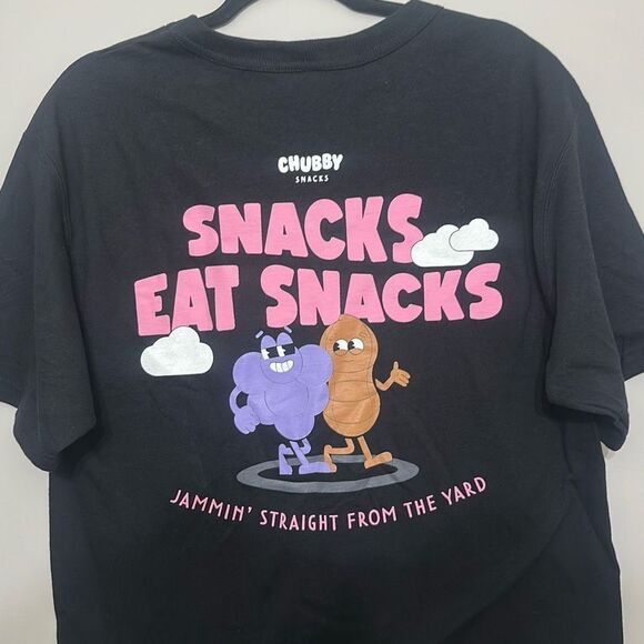 Champion Mens Black‎ Chubby Snacks Graphic Short Sleeve Cotton T-Shirt Medium - Picture 2 of 7